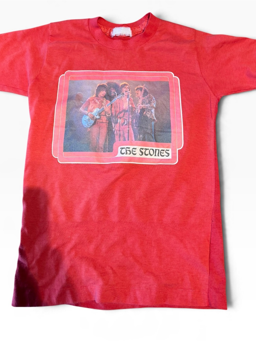 Vintage Red Graphic iron on Tee - The Stones Print XS
